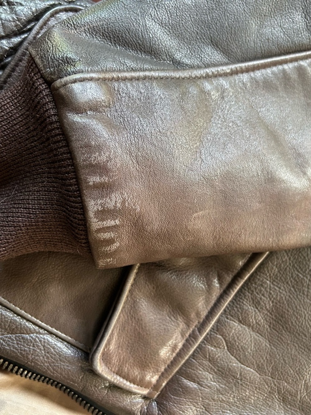 Vintage Lands' End Men's Brown Leather Bomber Jacket - Picture 10 of 10